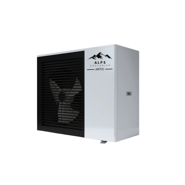 ALPS EXCLUSIVE 8,4 kW ARTIC warmtepomp. Schuin rechts Vooraanzicht
