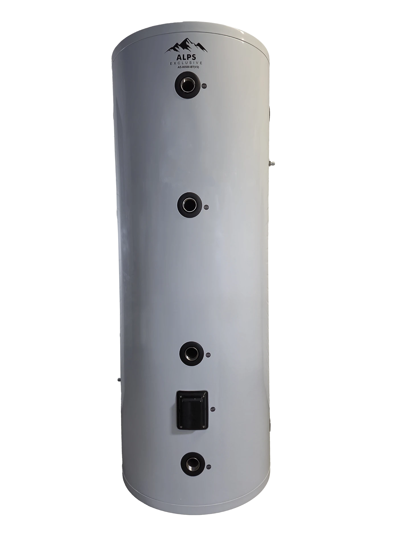 Een 500 Liter buffervat van ALPS EXCLUSIVE. Het logo van ALPS is te zien op de foto