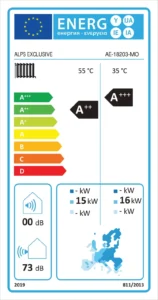 ALPS EXCLUSIVE 18,2-kW-URBAN-Wärmepumpe. ERP-Label. A++ bei 55 Grad und A+++ bei 35 Grad.
